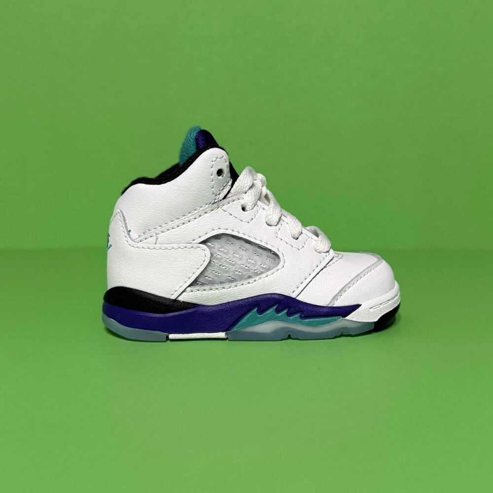 Nike Air Jordan 5 Retro OG TODDLERS White Emerald Grape Shoes HQ7981-100 Size 4C